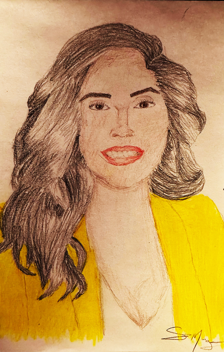 Drawing of Geeta Nayyar by her daughter, Sonia Kumar Murugesan